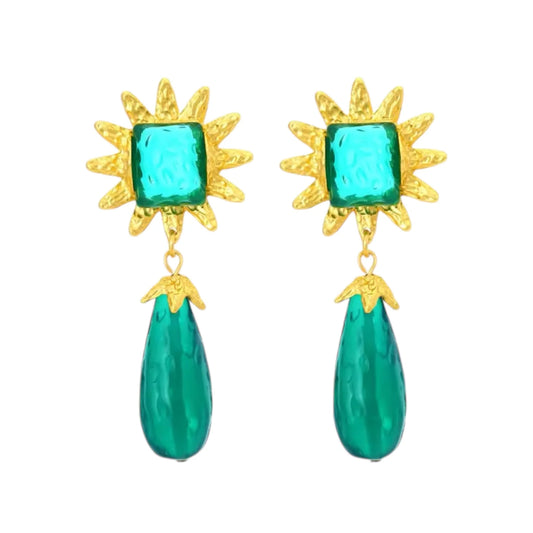 Green Statement Earrings