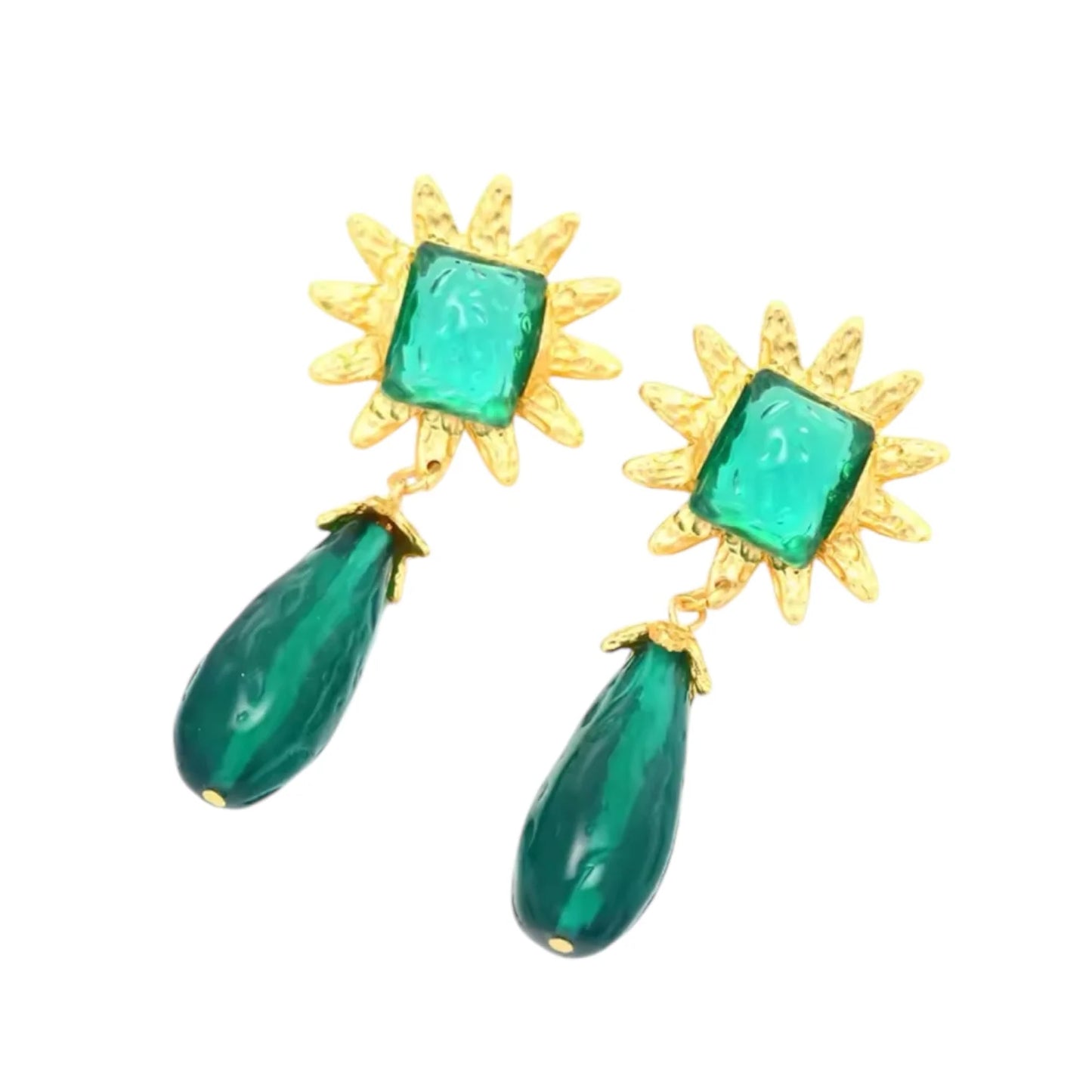 Green Statement Earrings