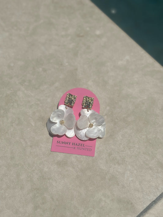 Moira White Magnolia Statement Earring