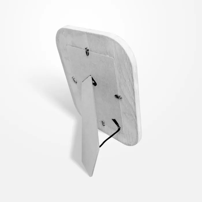 Semi White Glass Natural Carved Wood Photo Frame