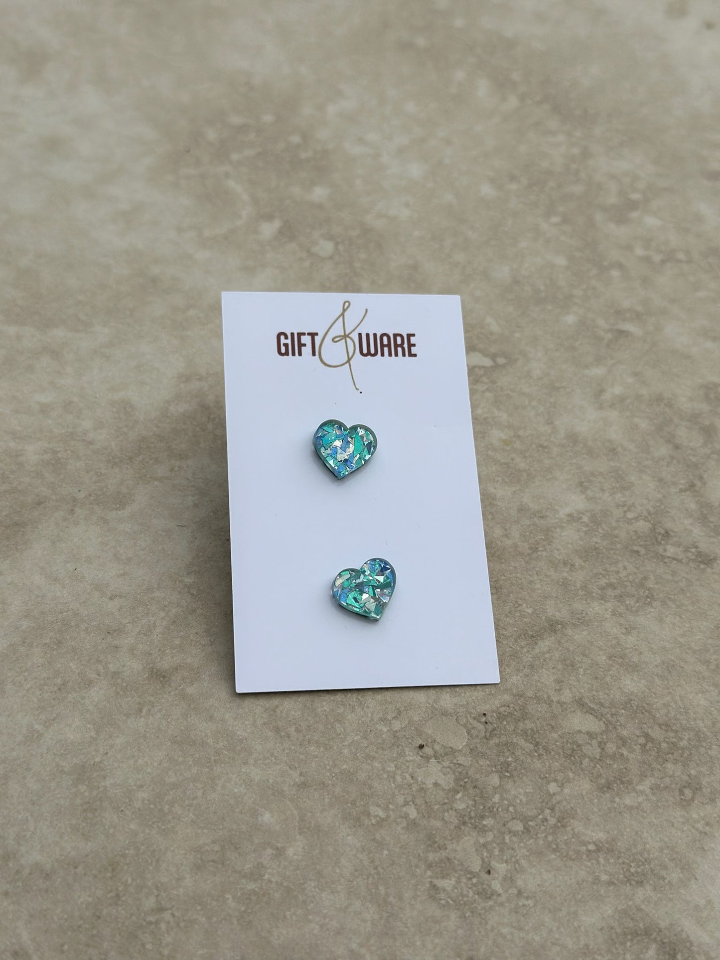 Acrylic Heart Stud - Blue