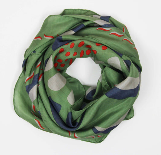 Square Silk Myosotis Khaki