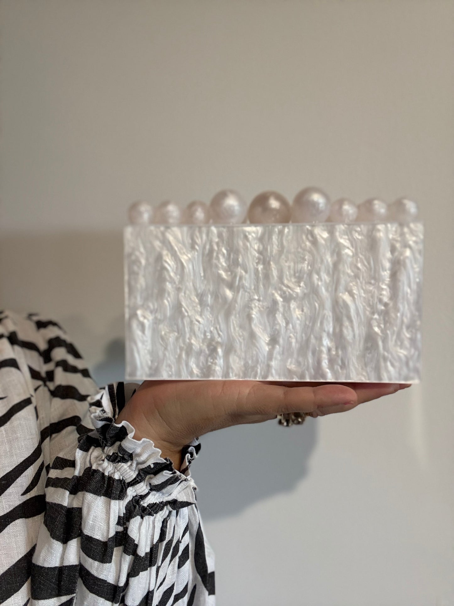 Mini Bubble Acrylic Clutch, Pearl
