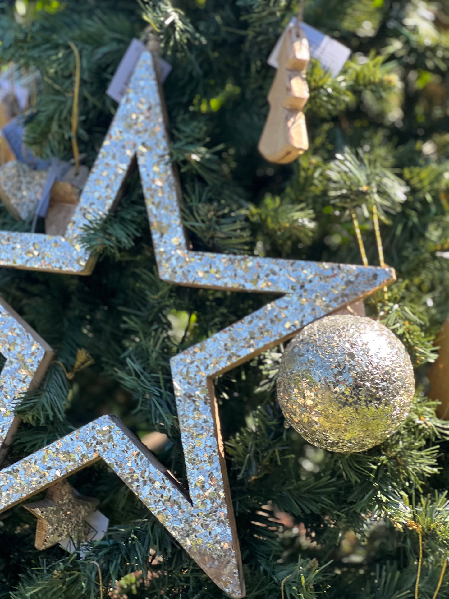 Large Lucia Beaded Timber Star