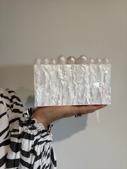 Mini Bubble Acrylic Clutch, Pearl
