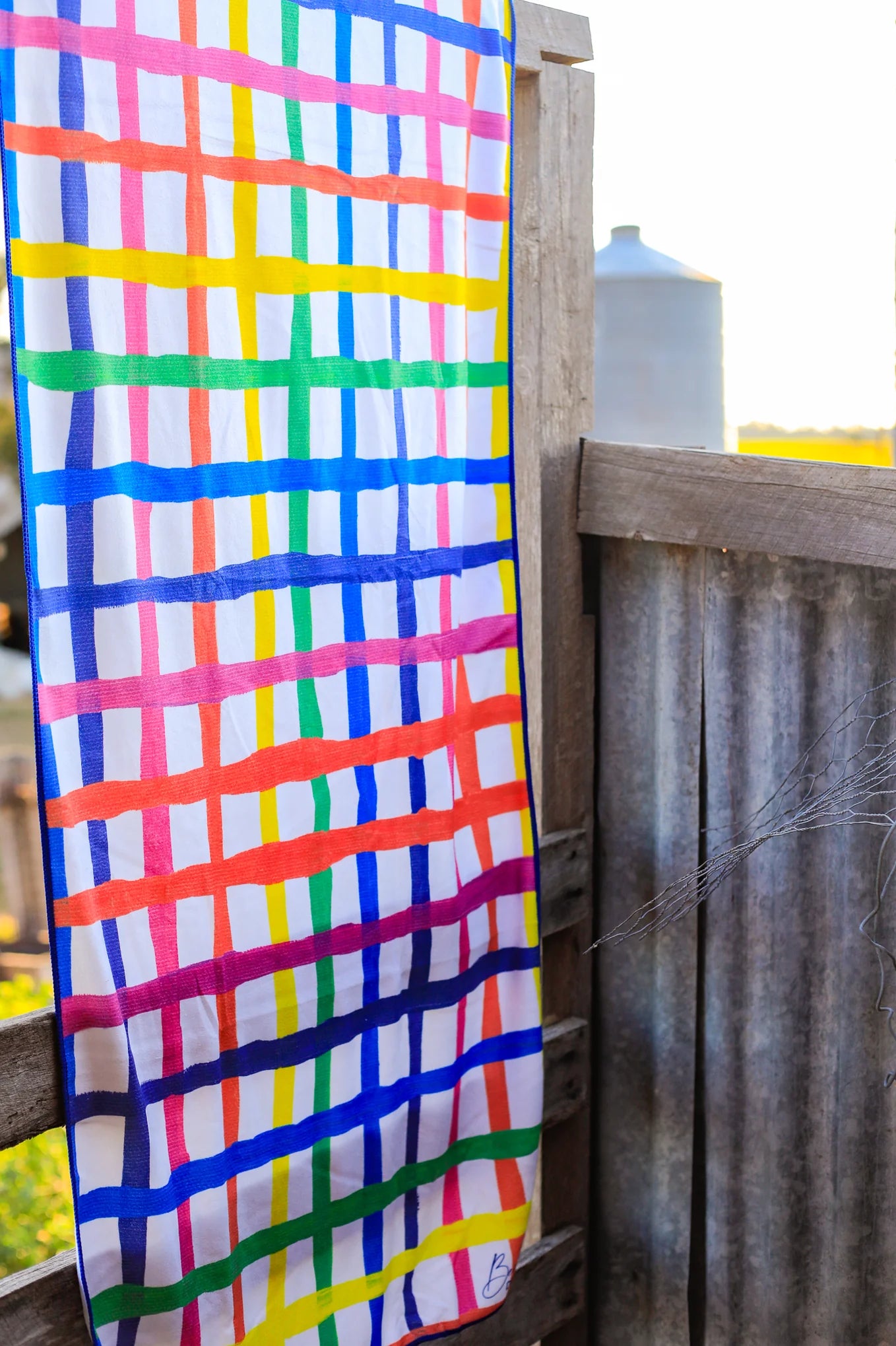 Rainbow Check Microfibre Towel