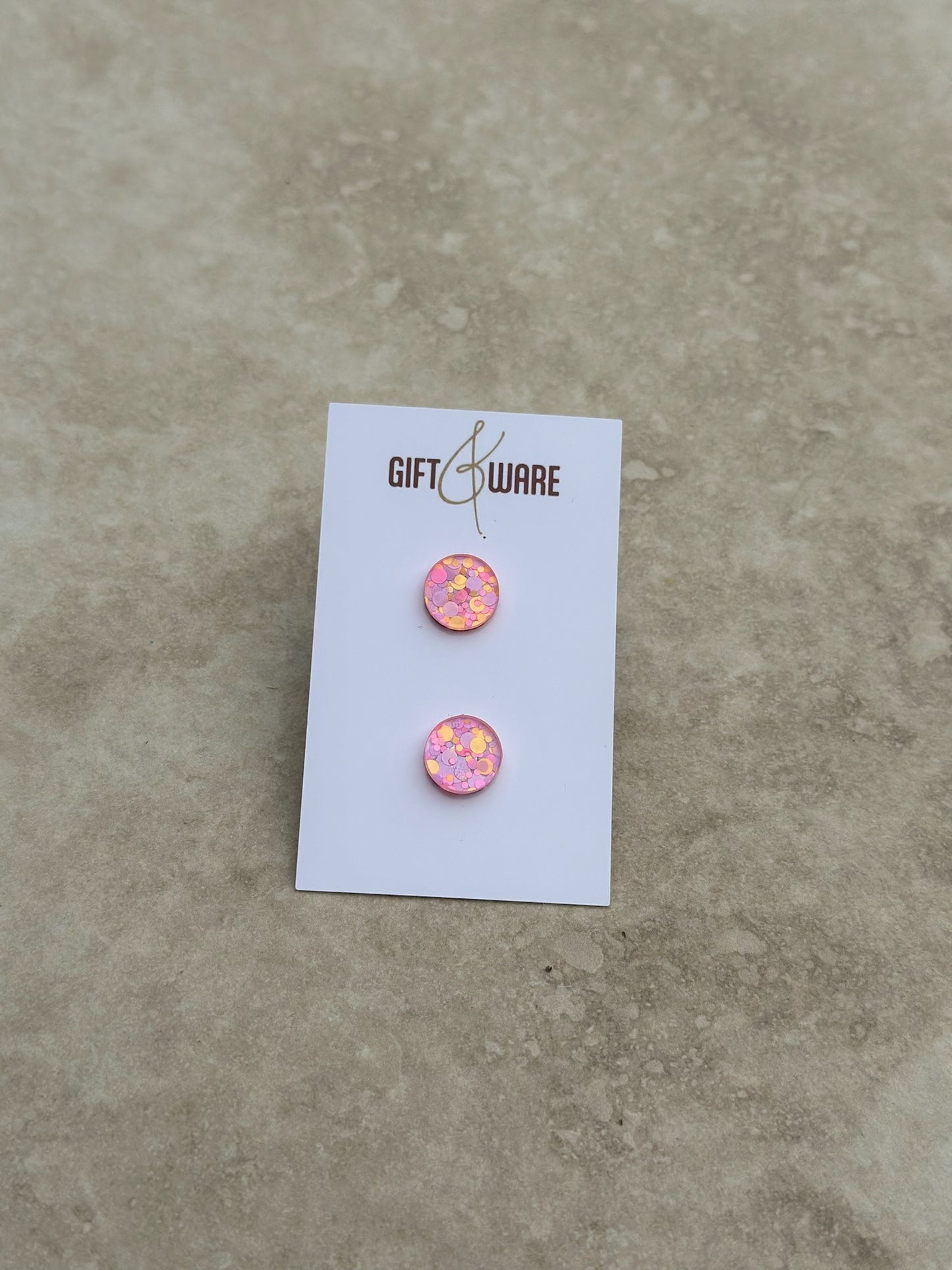 Acrylic Dotty Stud - Pink