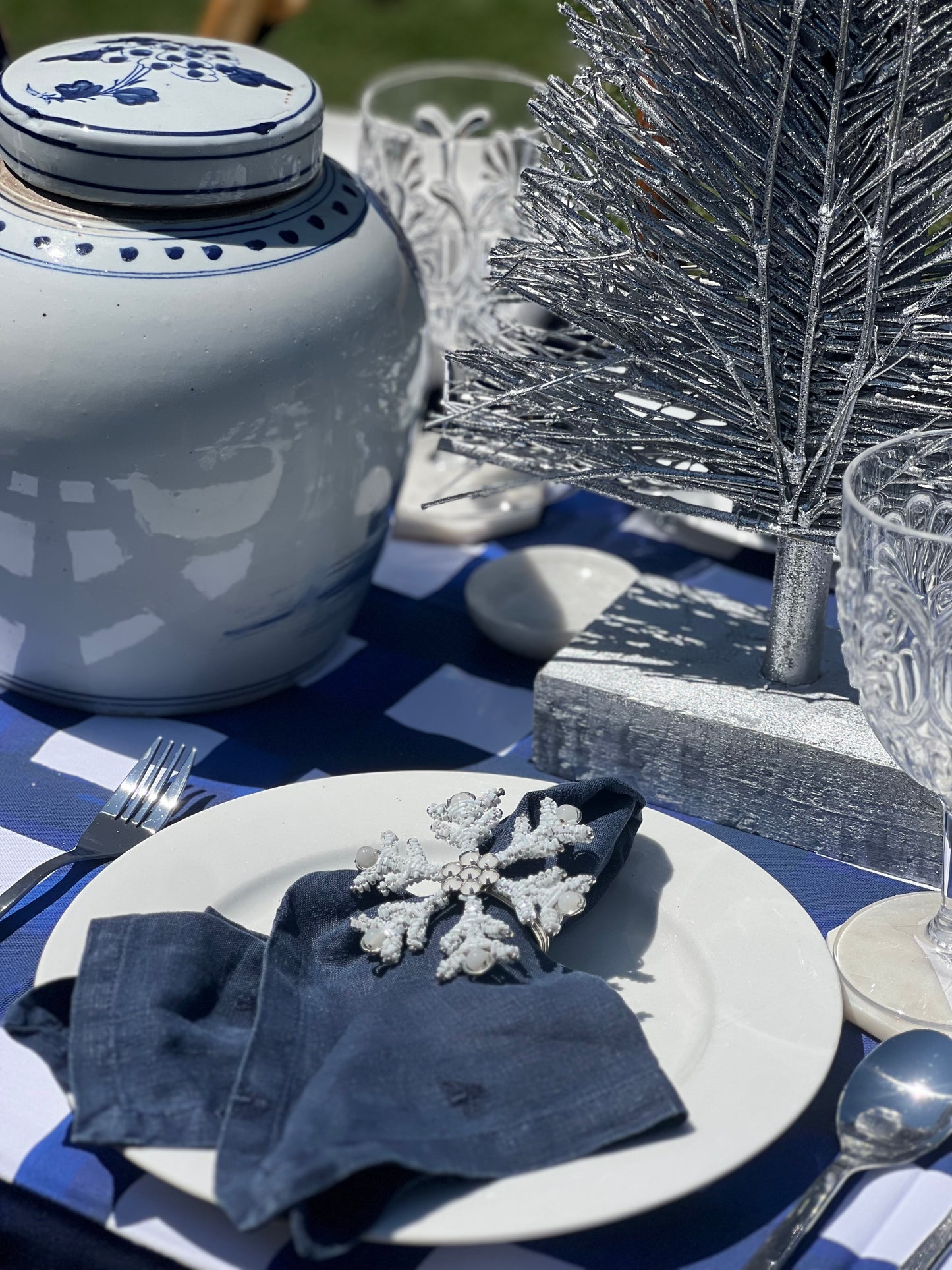 Mason Bee Linen Placemat - Navy
