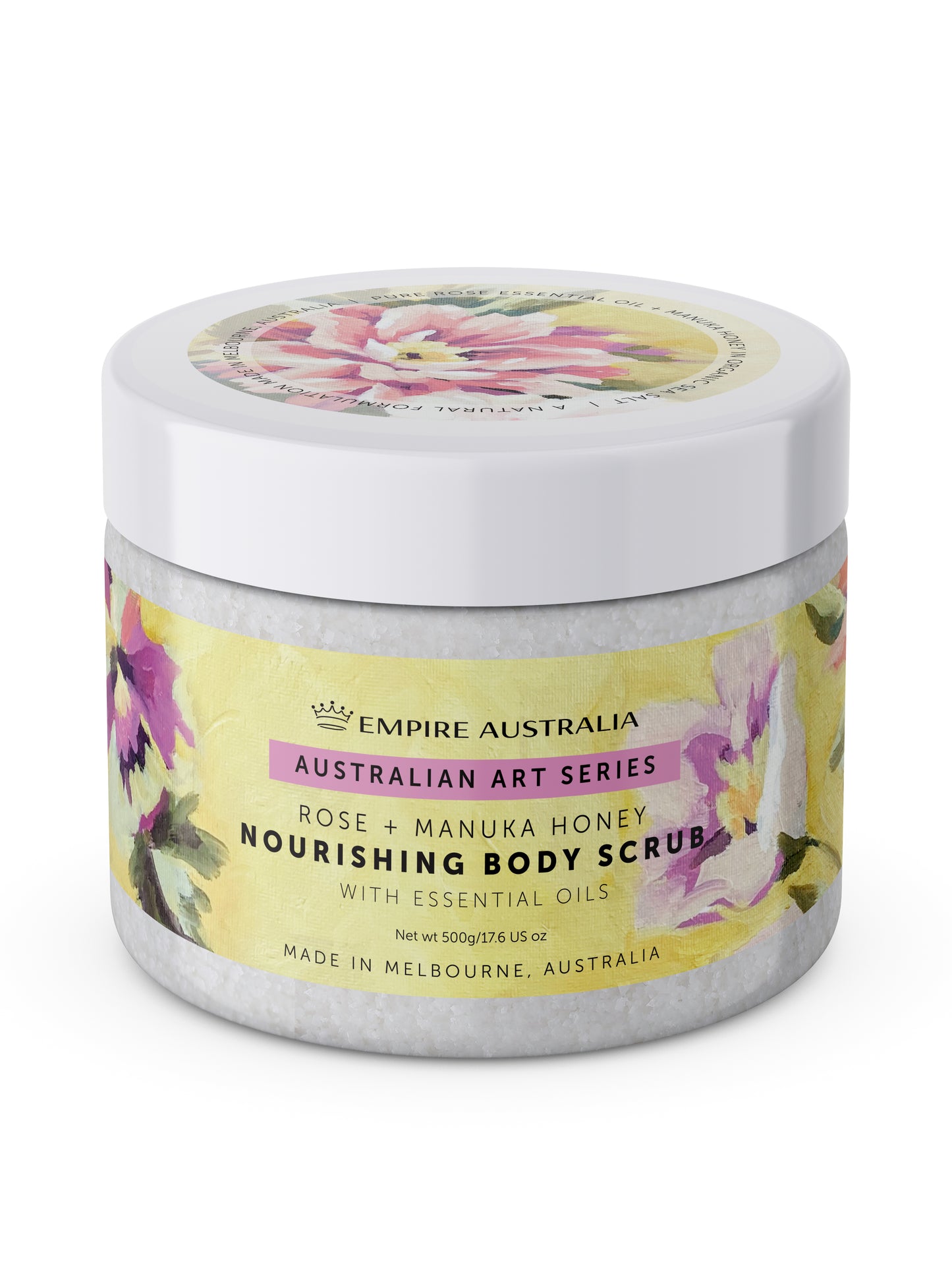 'Painterly' Rose & Manuka Honey Body Scrub 500g