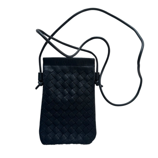 CALL ME Leather Weaved Crossbody Bag, Navy