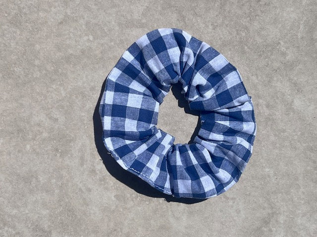 Navy Gingham Scrunchie