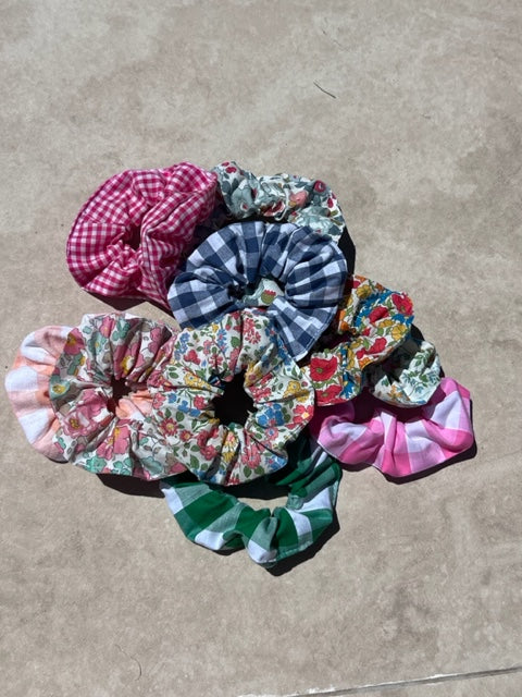 Navy Gingham Scrunchie