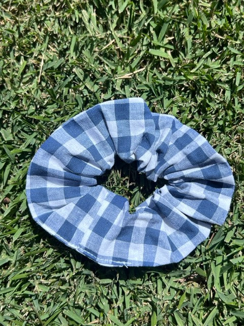 Navy Gingham Scrunchie