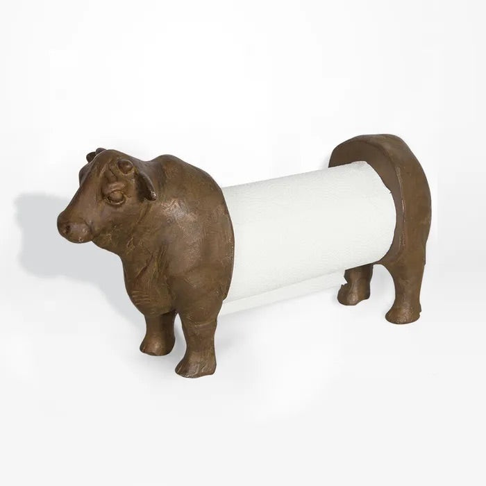 Bronze Angus Bull Kitchen Paper Towel Dispenser