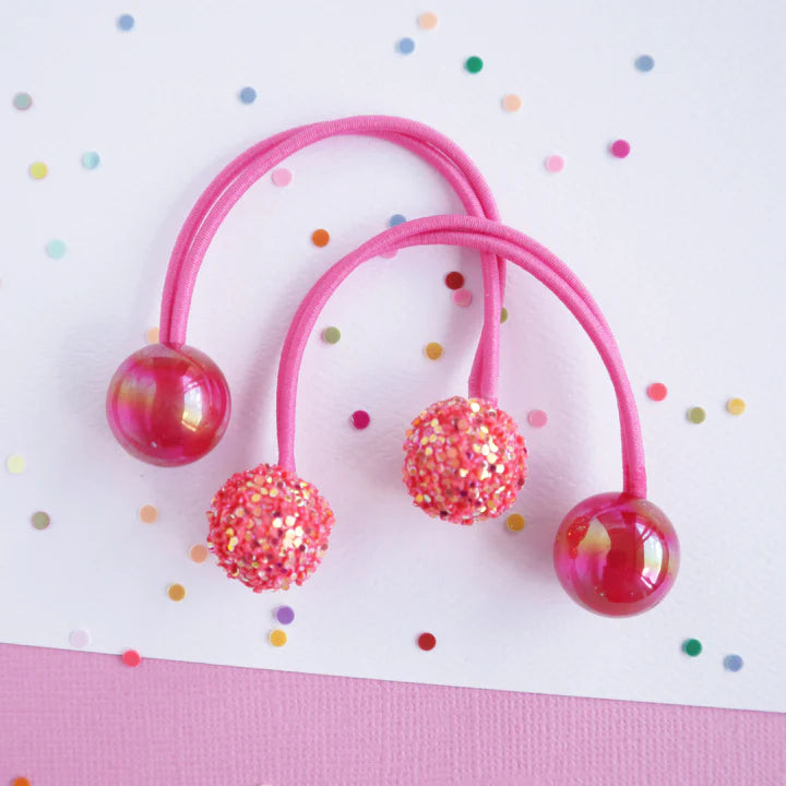 Hot Pink Sparkle Gem Hair Bobbles