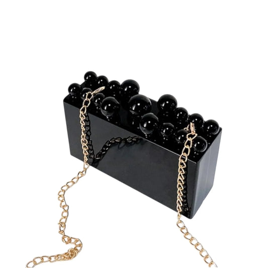 Mini Bubble Acrylic Clutch, Black