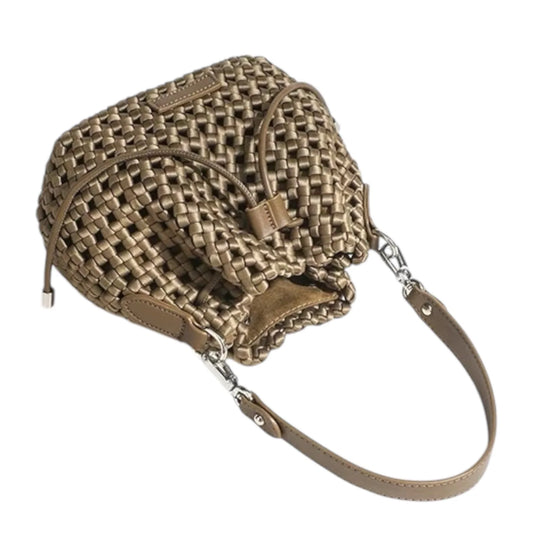 PJ Crossbody Satin Woven Bucket Bag - Mushroom