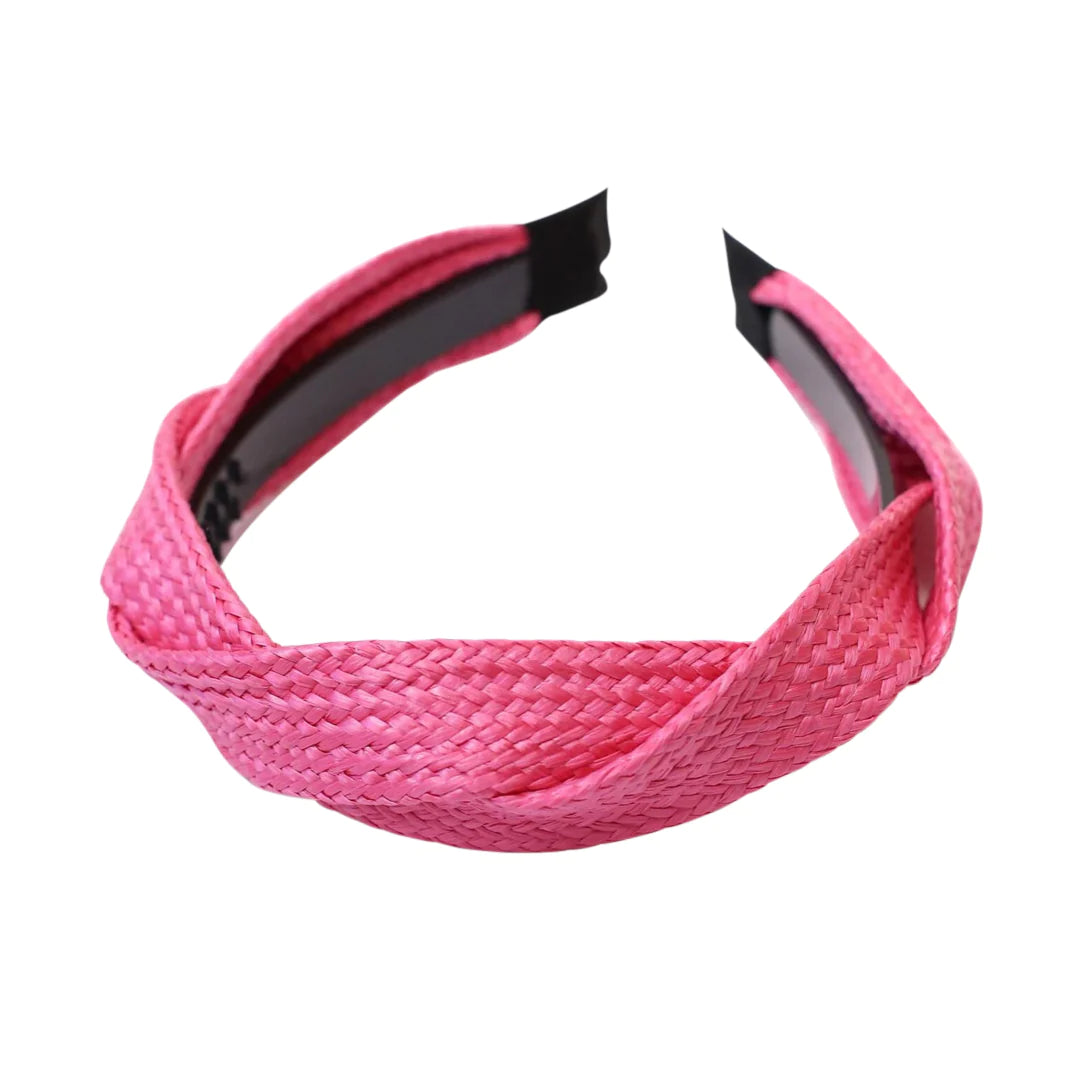 Twisted Pink Raffia Headband