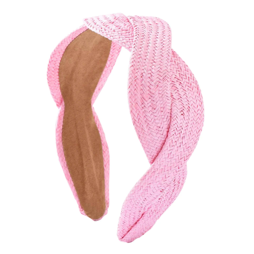 Maeve Twisted Raffia Headband- Pink