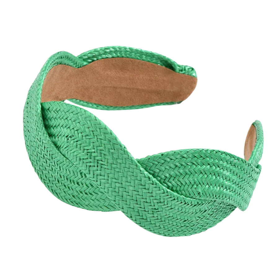 Maeve Twisted Raffia Headband- Green