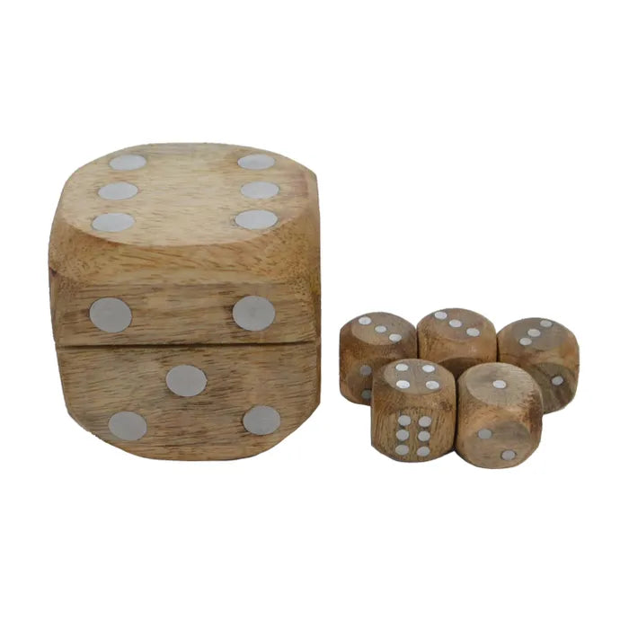 Lucky 6 Pc Wood Dice Box