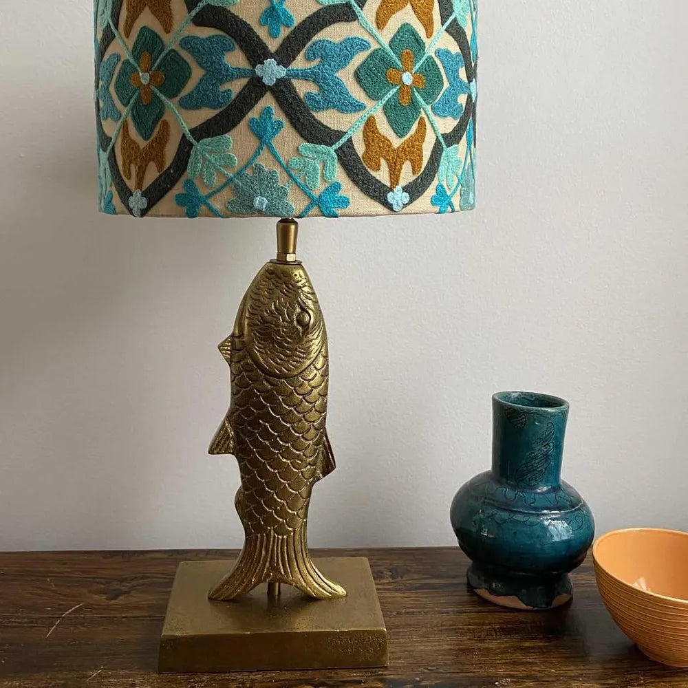 Fish Table Lamp Antique Gold