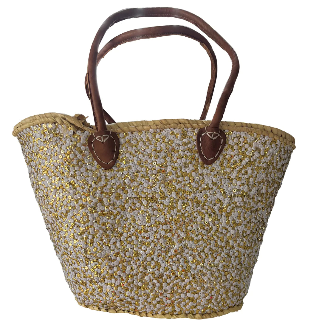 Gloria Red Star Sequin Basket Bag