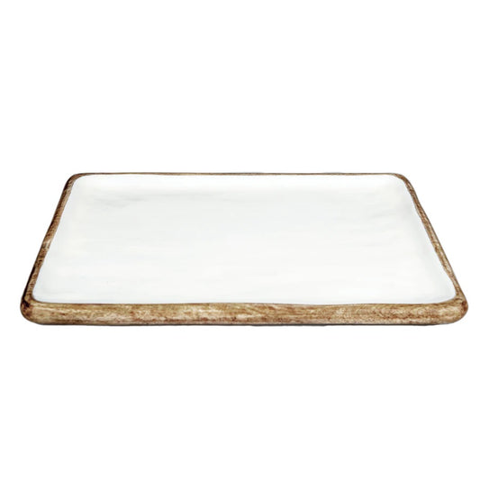 rectangular palermo serving platter made from Mango Wood / Enamel