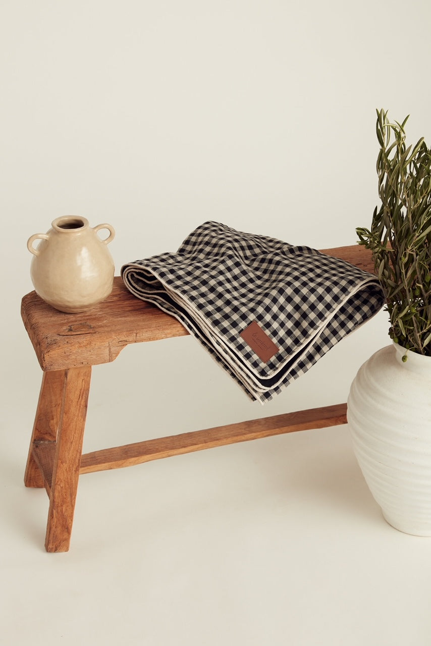 Classic Gingham Linen Picnic Rug