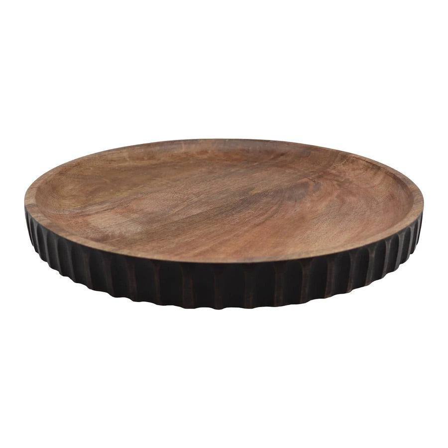 Serengeti Engraved platter in mango wood and black