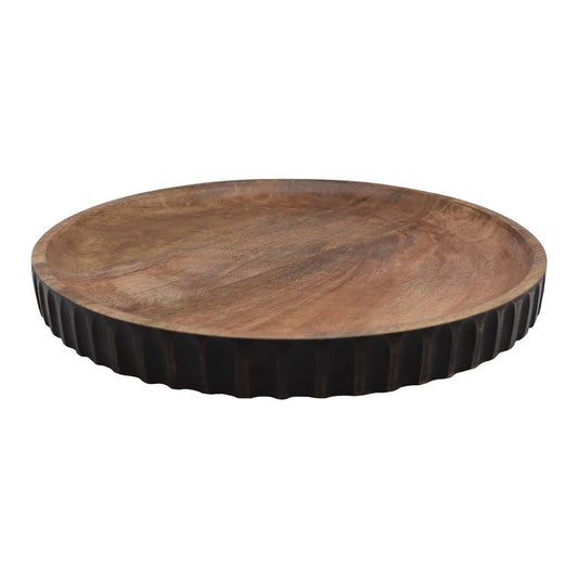 Serengeti Engraved platter in mango wood and black