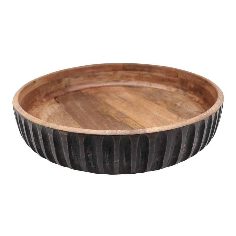 Serengeti Engraved large Bowl in mango wood and black