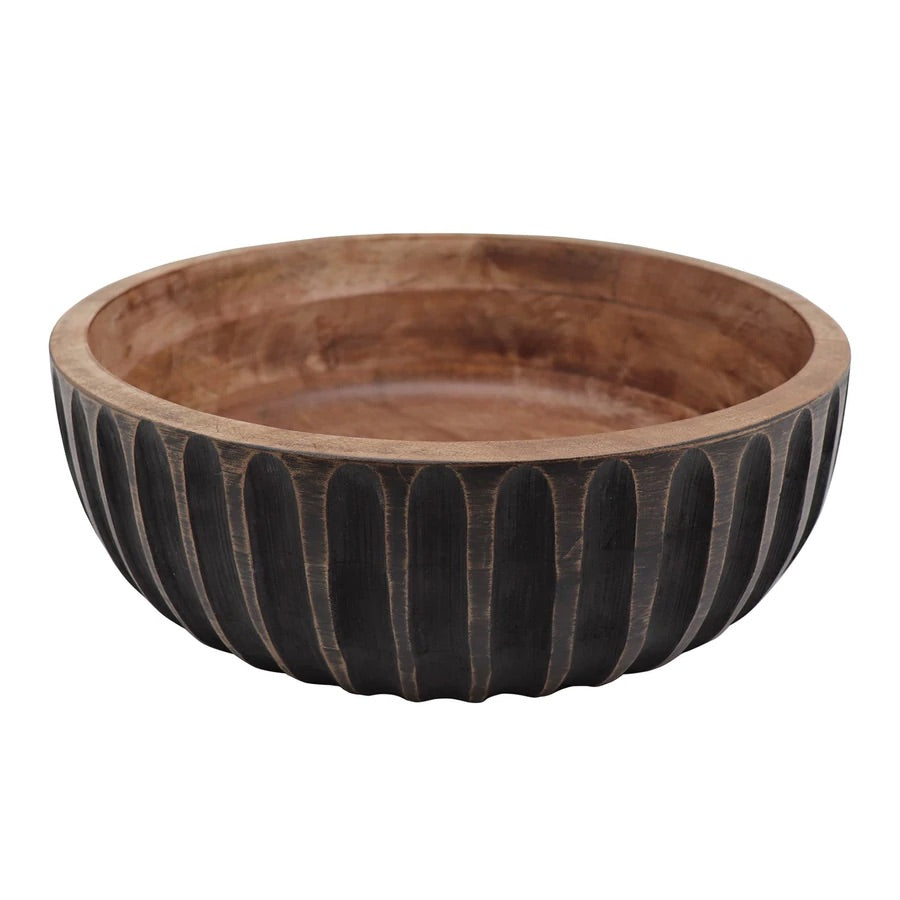 Serengeti Engraved salad bowl  in mango wood and black