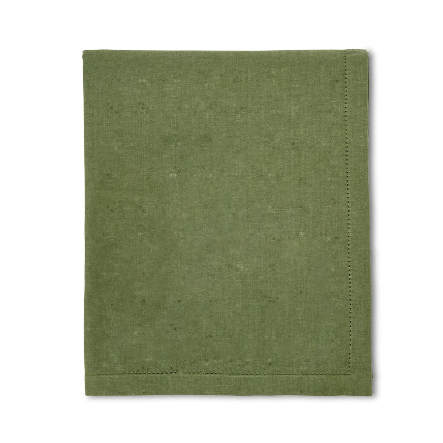 Folded sage tablecloth