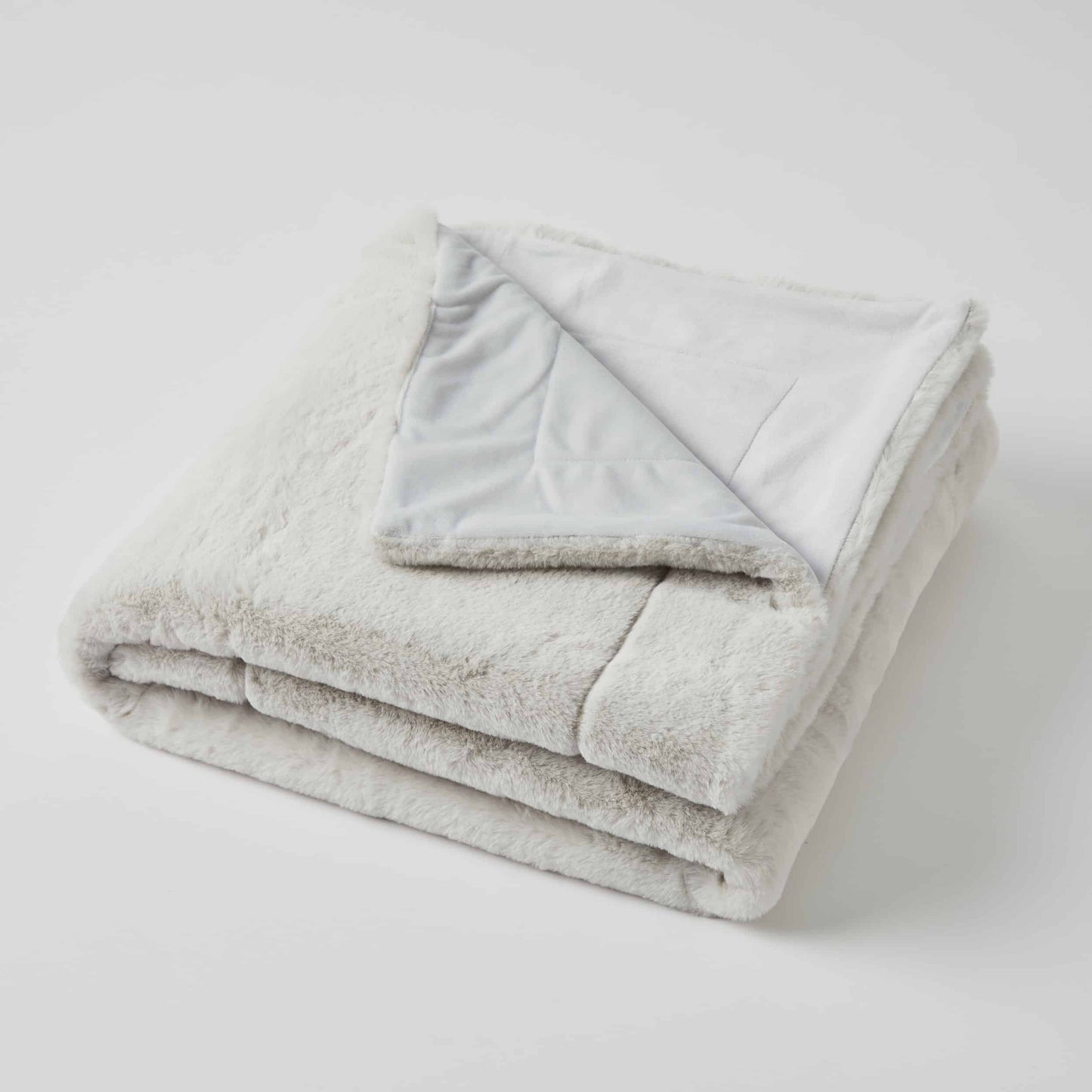GREY FAUX FUR THROW