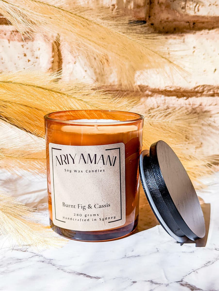 Burnt Fig and Cassis Ariy Amani Soy Wax Candle