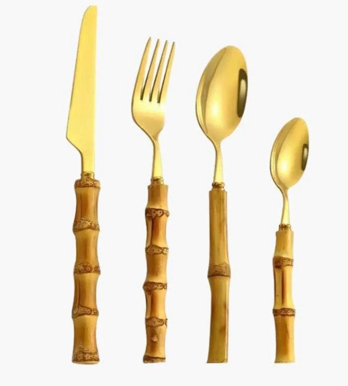 Gold Blonde Bamboo Cutlery Set