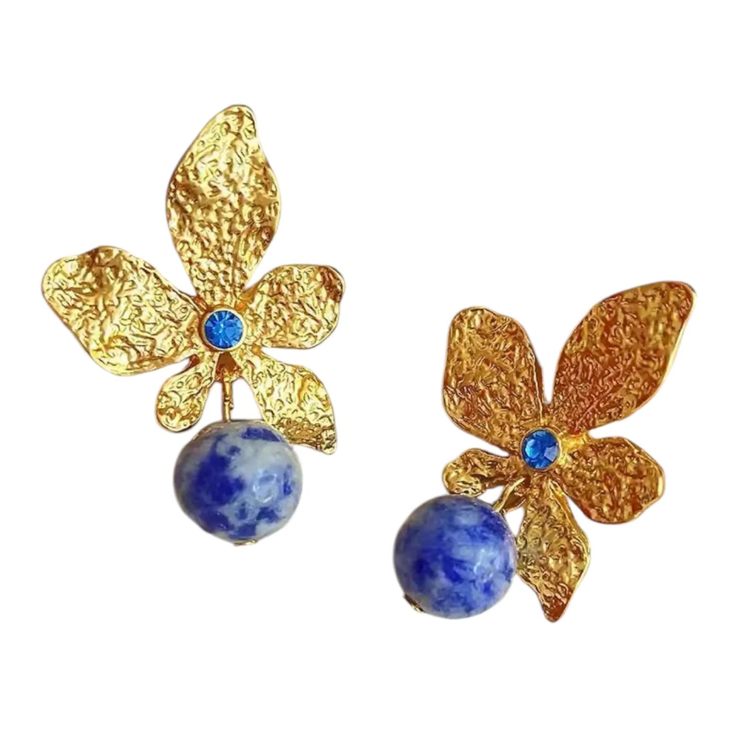 Lapis Flower Earrings