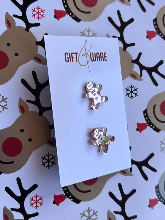 Mirror Gingerbread Stud Earrings