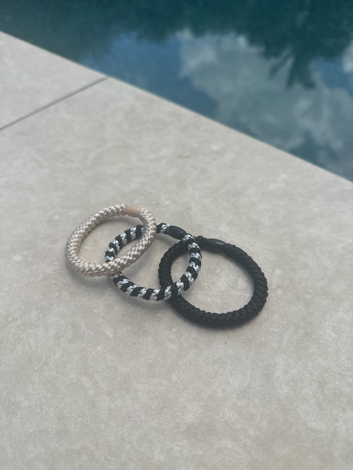 Individual Black Kitch Woven Hair Tie