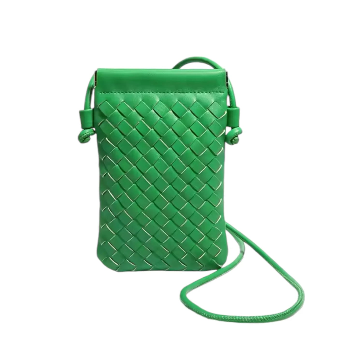 CALL ME Leather Weaved Crossbody Bag, Green