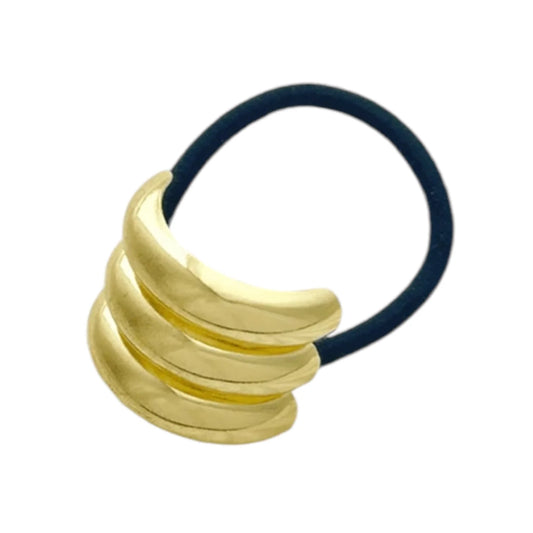 Gold Ribbed Hair Tie