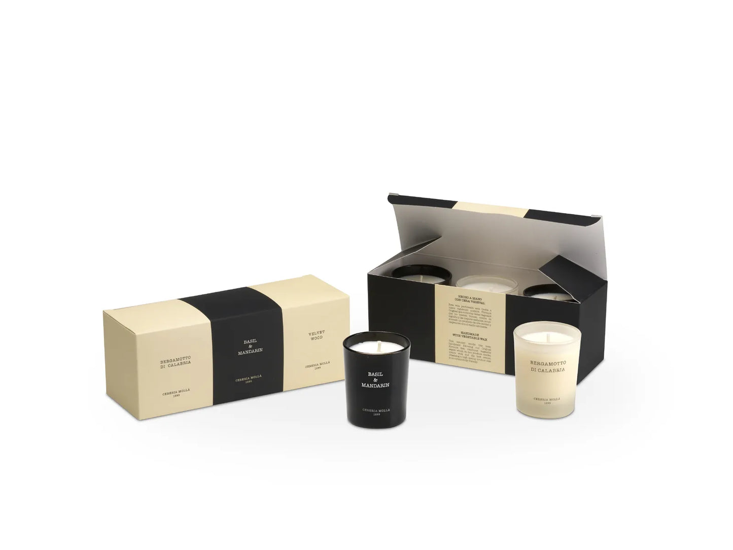Luxury Gift Set 3 Small Jars - Bergamotto Di Calabria, Basil & Mandarin, Velvet Wood