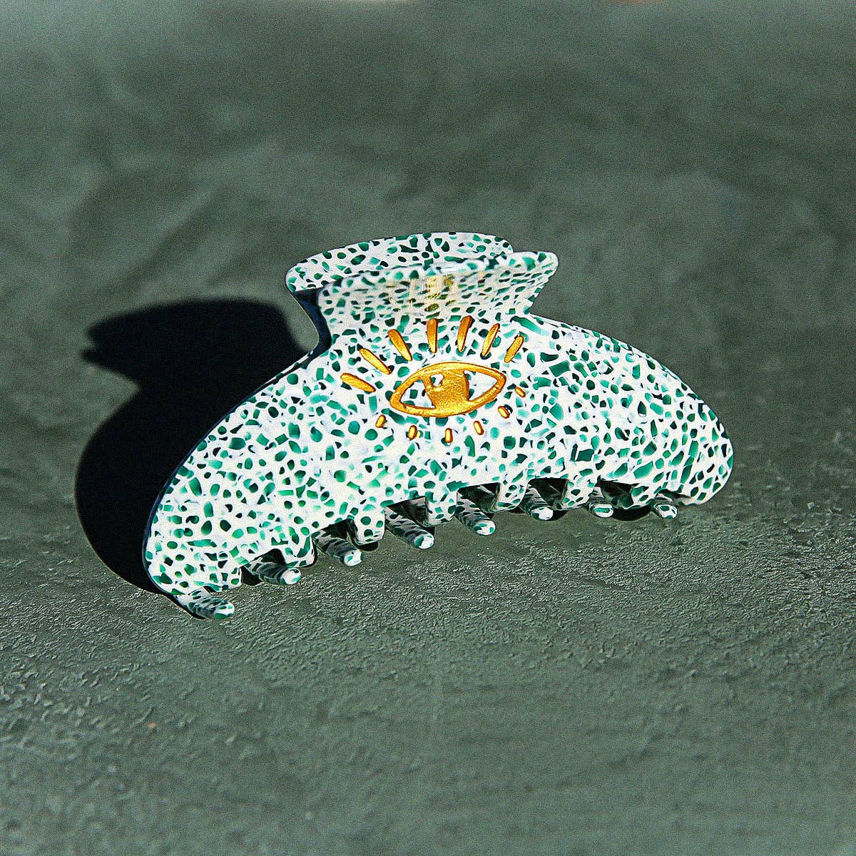 Hair Claw Green Terrazzo