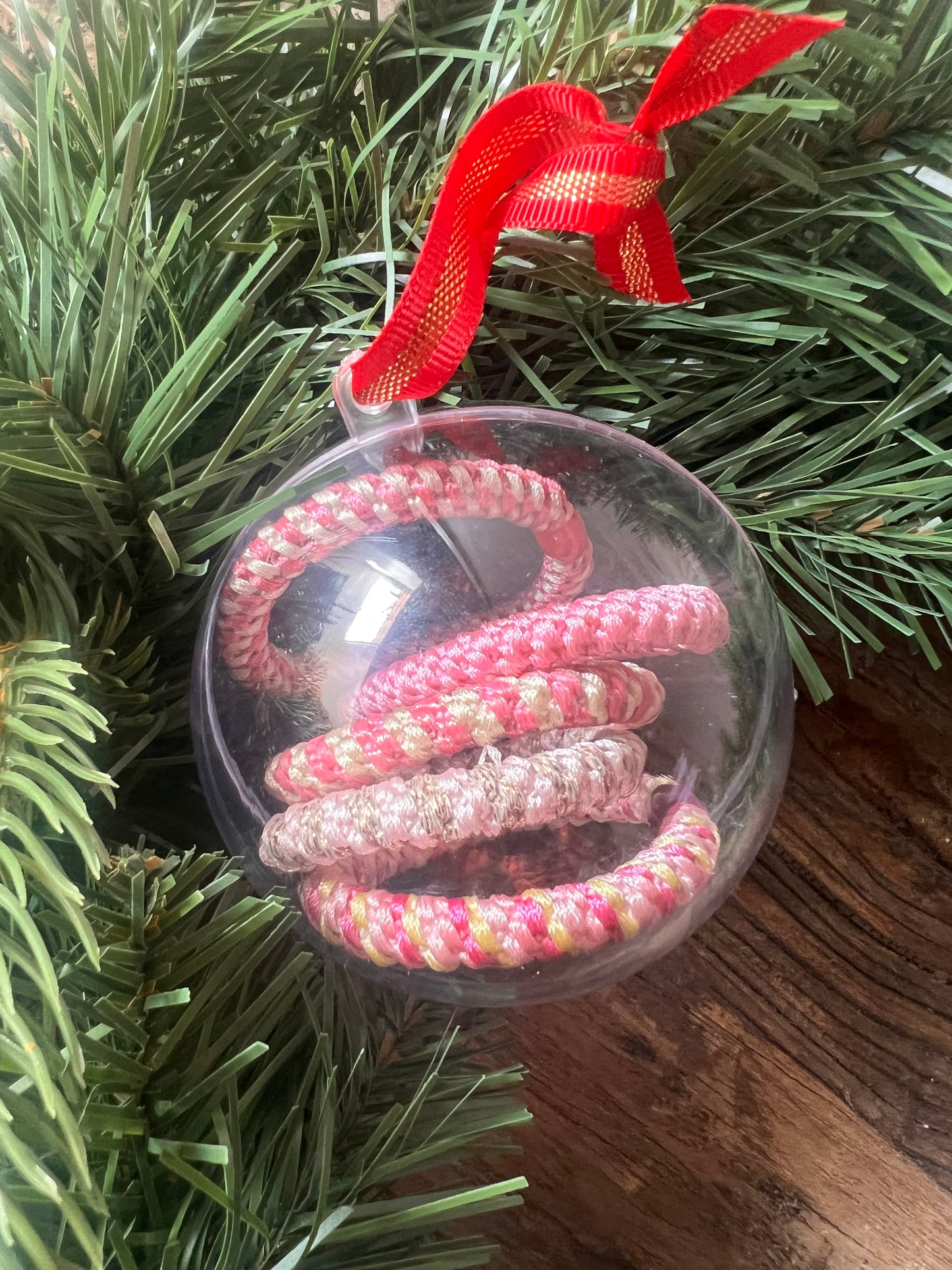 Pink Hair Tie Christmas Bauble