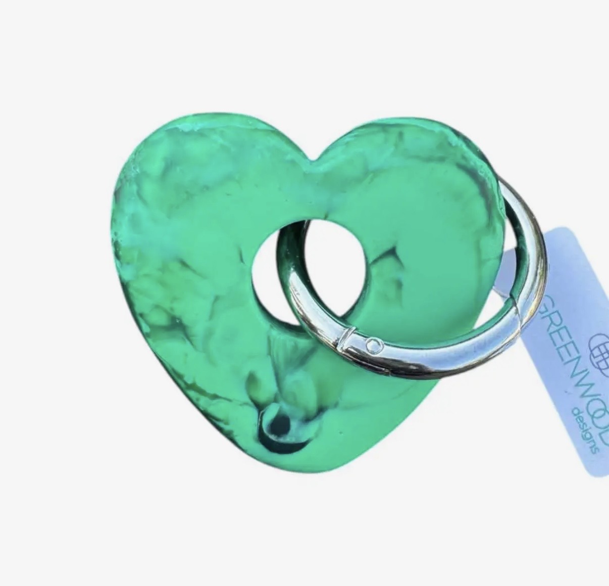 Heart Resin Keyrings: Green