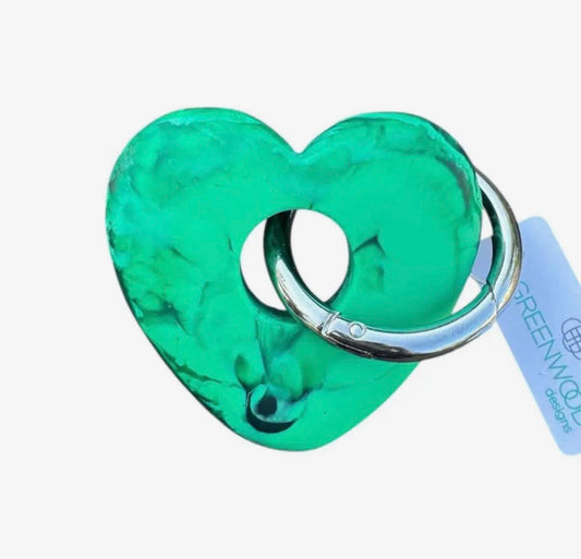 Heart Resin Keyrings: Green