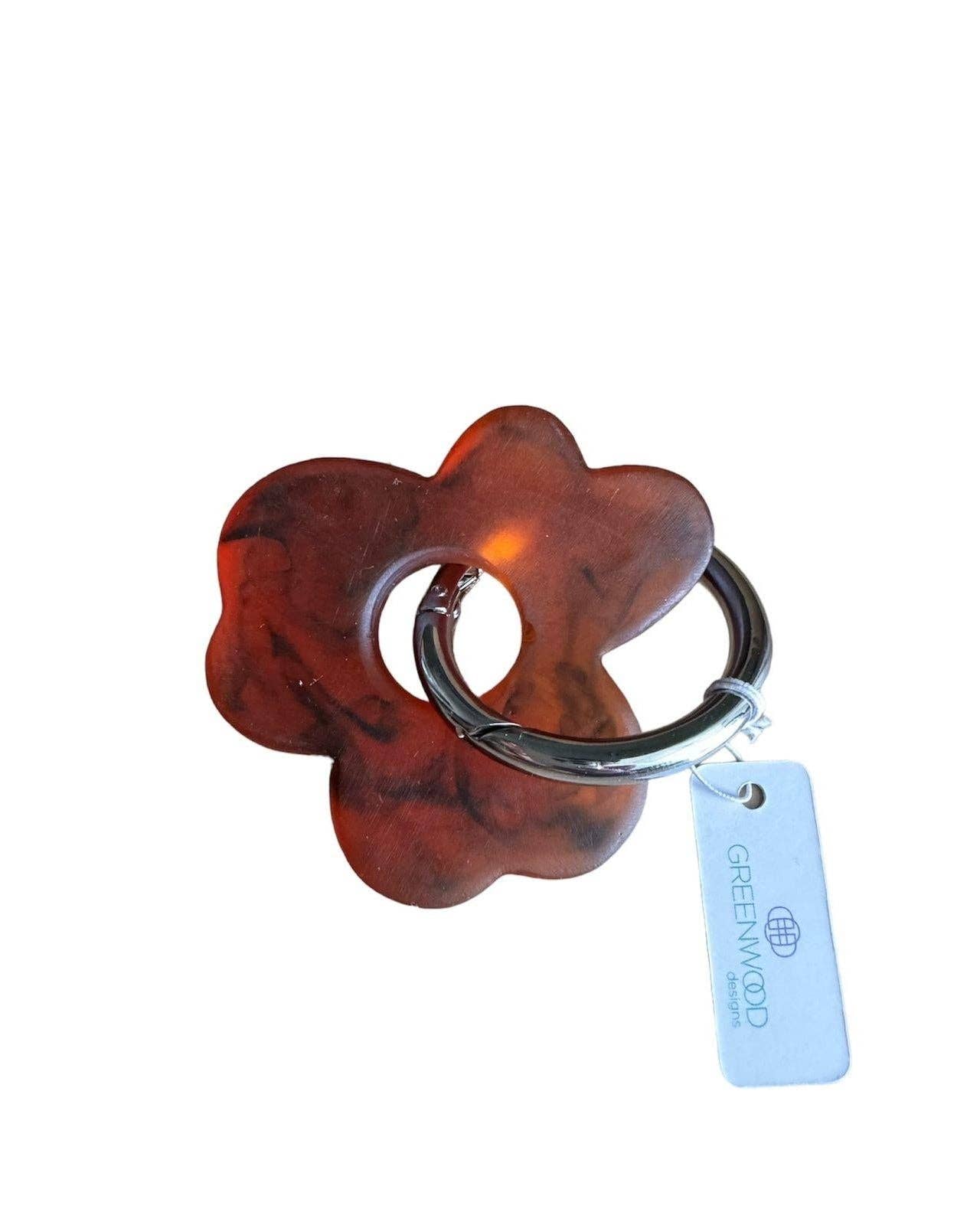 Floral Resin Keyrings: Emerald / Gold