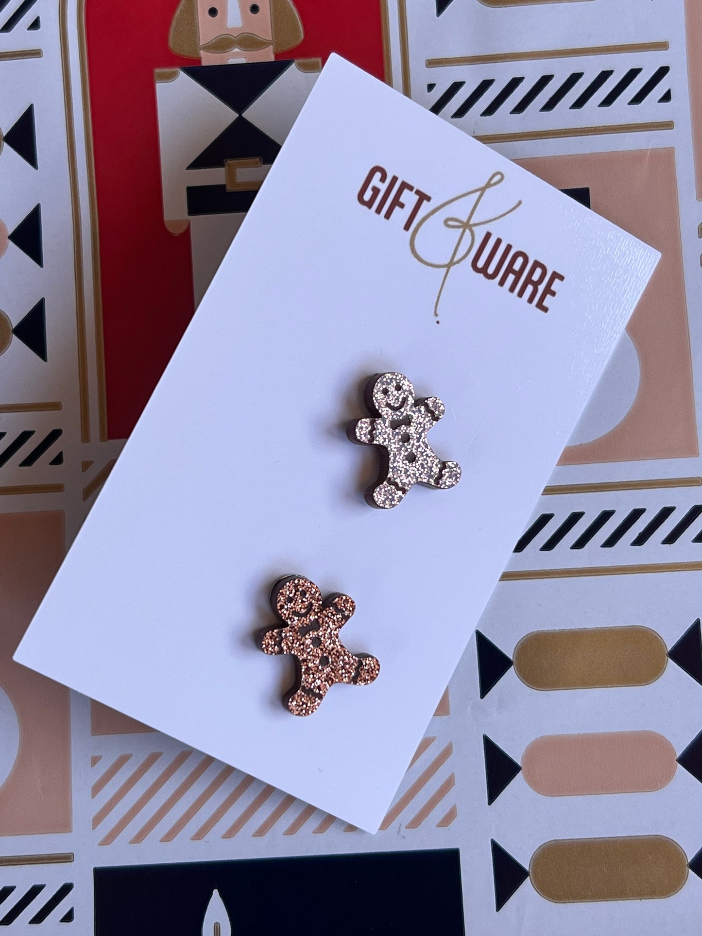 Glitter Gingerbread  Stud Earrings