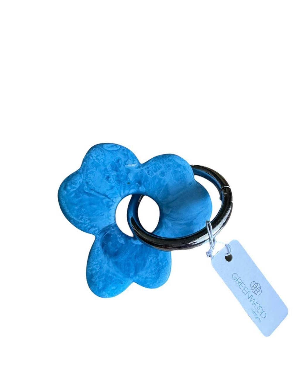Floral Resin Keyrings: Emerald / Gold
